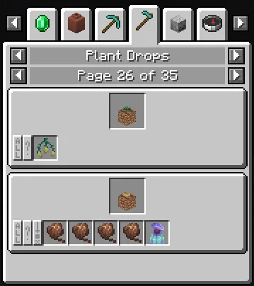 Интерфейс мода Advanced Loot Info с настройками выпадения предметов из растений.