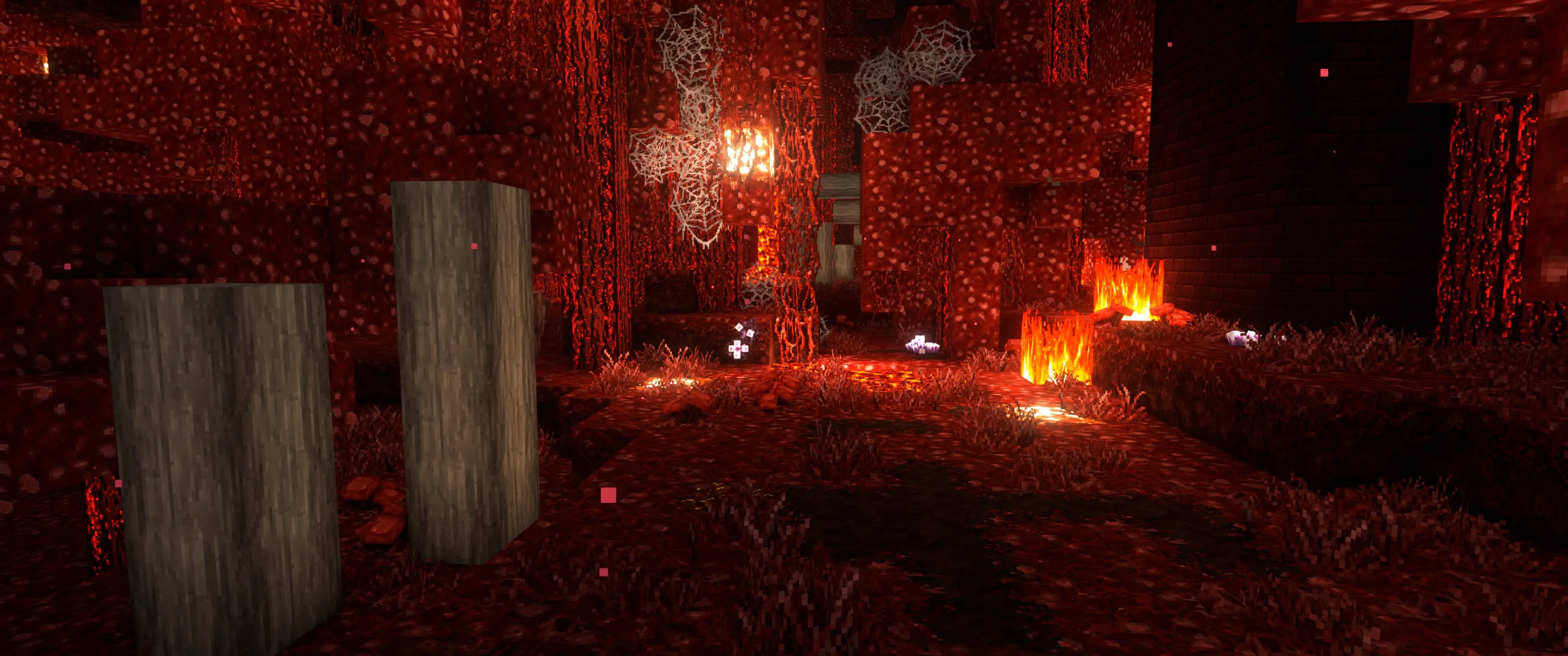 Вид на адский биом Minecraft в пакете текстур Alacrity.