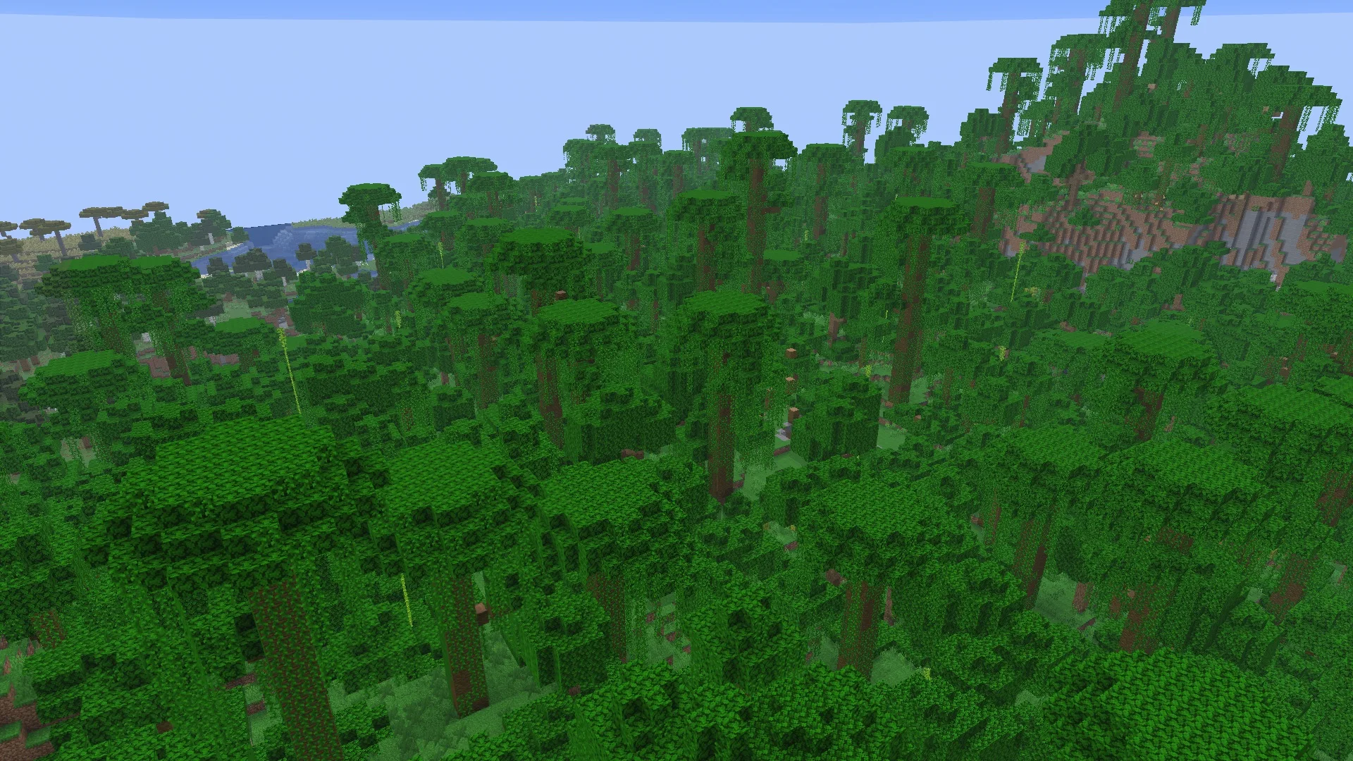 Текстура листвы джунглей с включенным Voxy Texture Fix