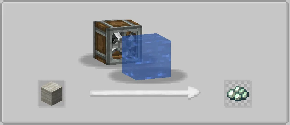 Иконка мода Create: Essential recipes, показывающая переработку известняка в измельченную необработанную цинковую руду с шансом 10%.