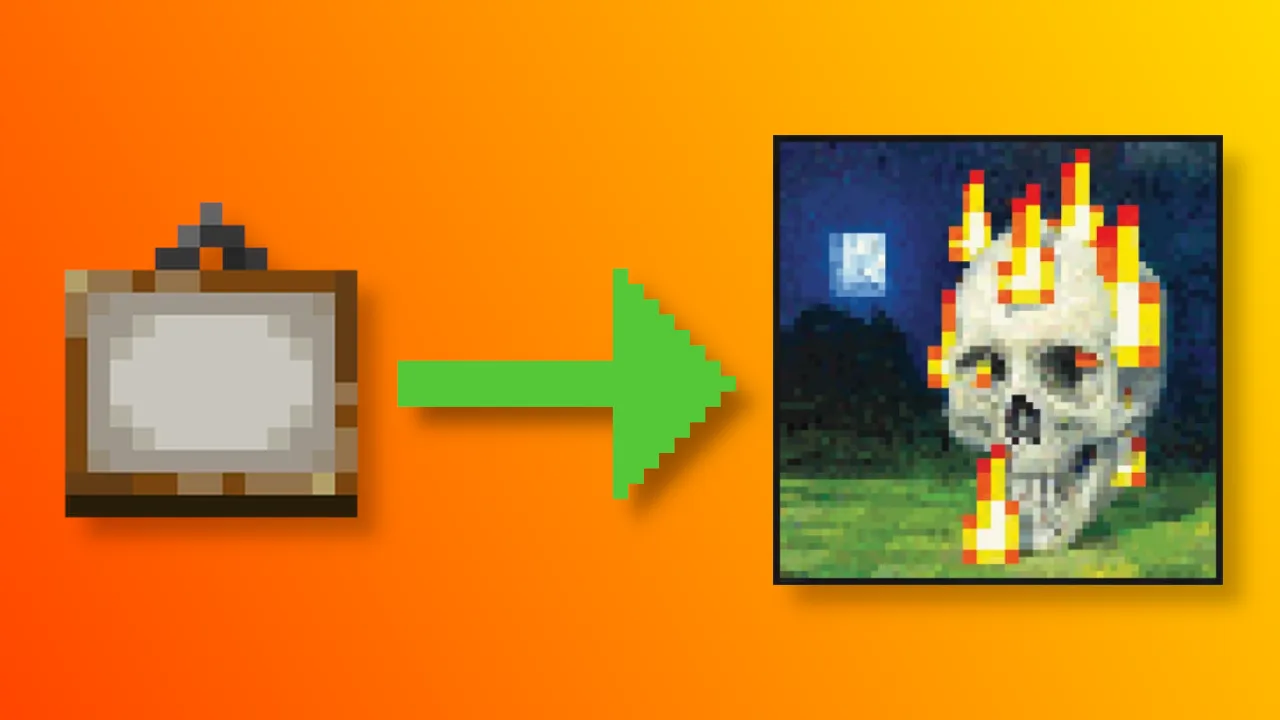 Интерфейс мода What Painting I'm Looking At для отображения названия картины в Minecraft.