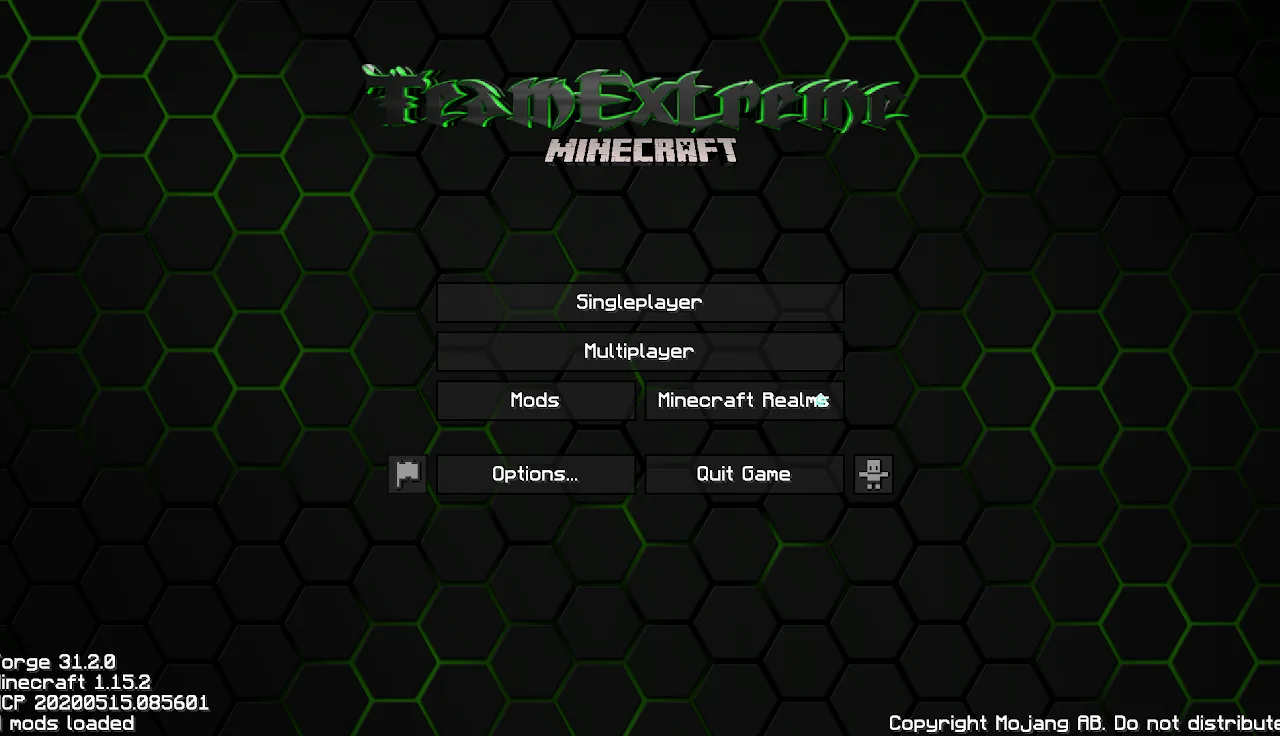 Главное меню с ресурс-паком TeamExtreme