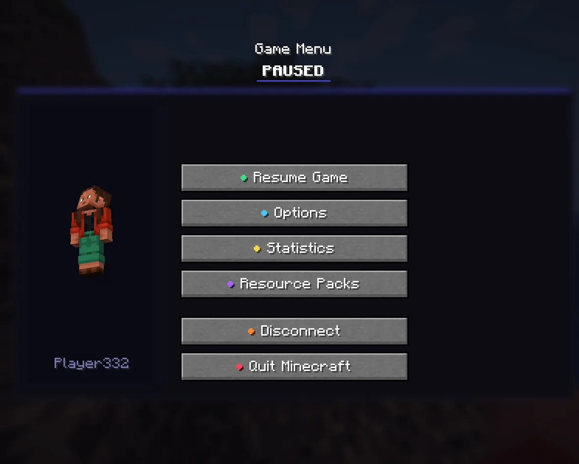 Интерфейс меню паузы мода BetterPauseMenu в Minecraft.