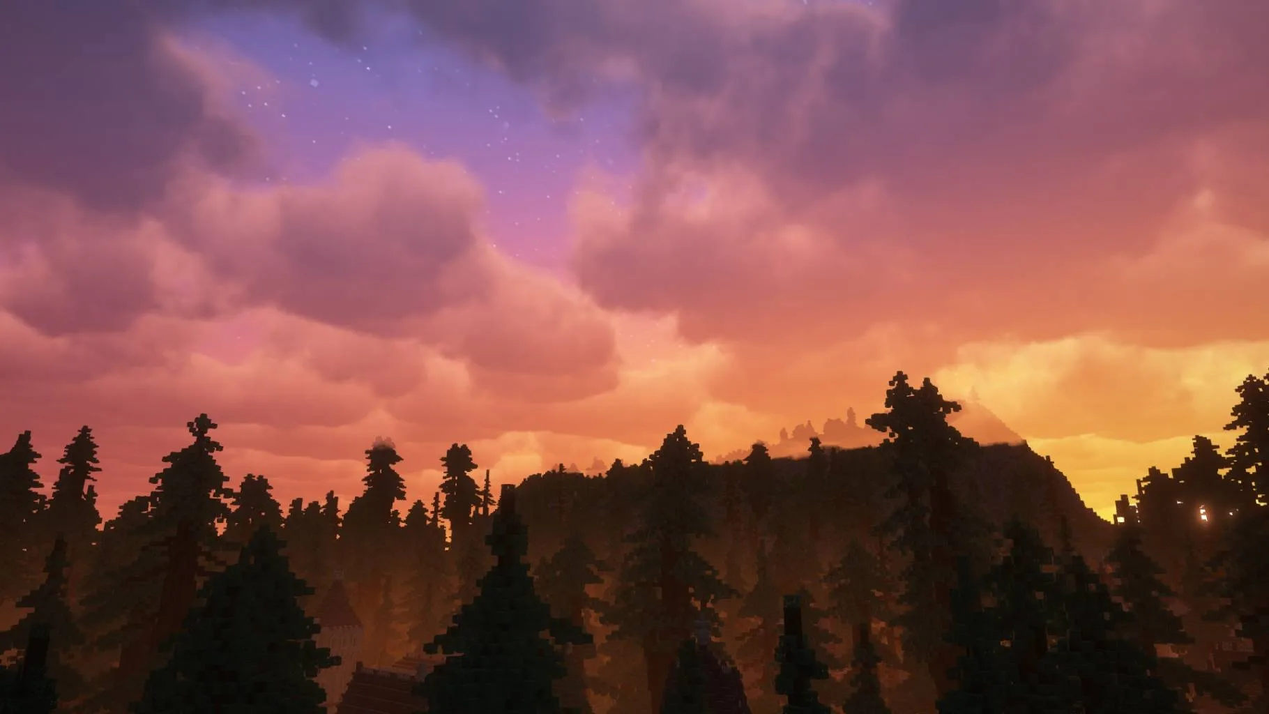 Фантастические шейдеры Unbound: Красивый закат с облаками.