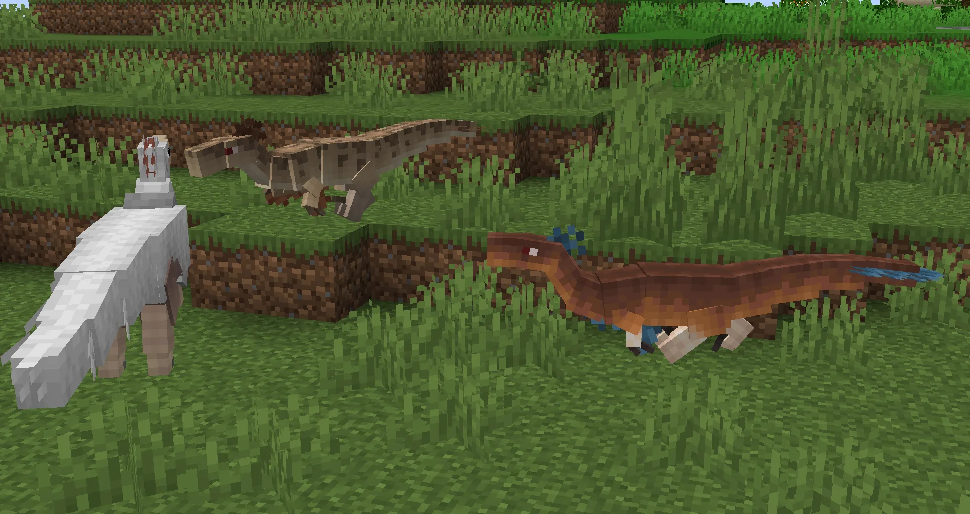 Ресурс-пак Project Extinction: модель волка, замененная на ютараптора.