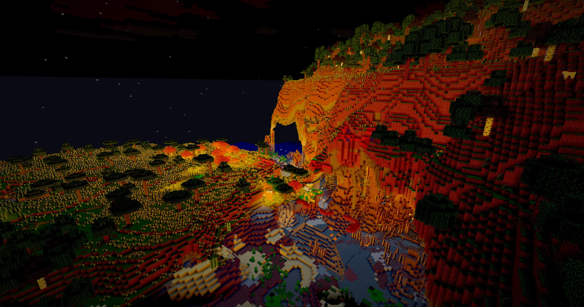 Вид с вершины горы в шейдерах Chara's Vibrant Shaders