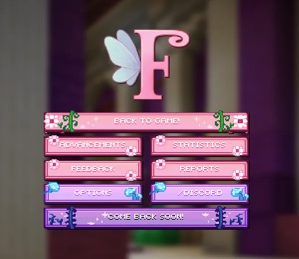 Меню паузы в стиле ресурс-пака FaeriesGUI для Minecraft.