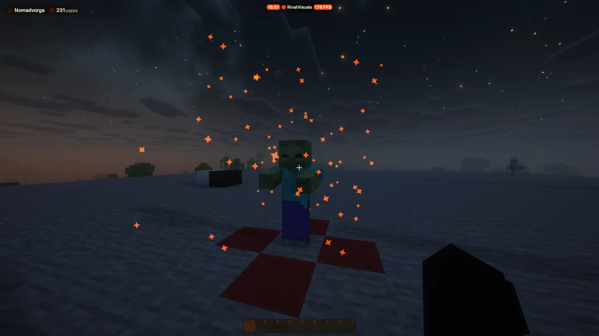 Настраиваемые частицы урона для PvP в Minecraft.