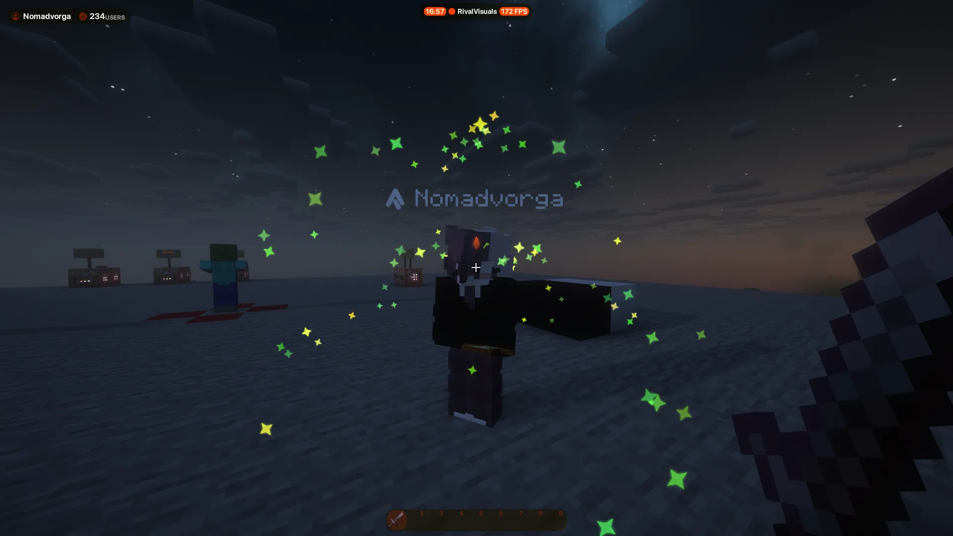 Частицы тотема бессмертия в Minecraft.