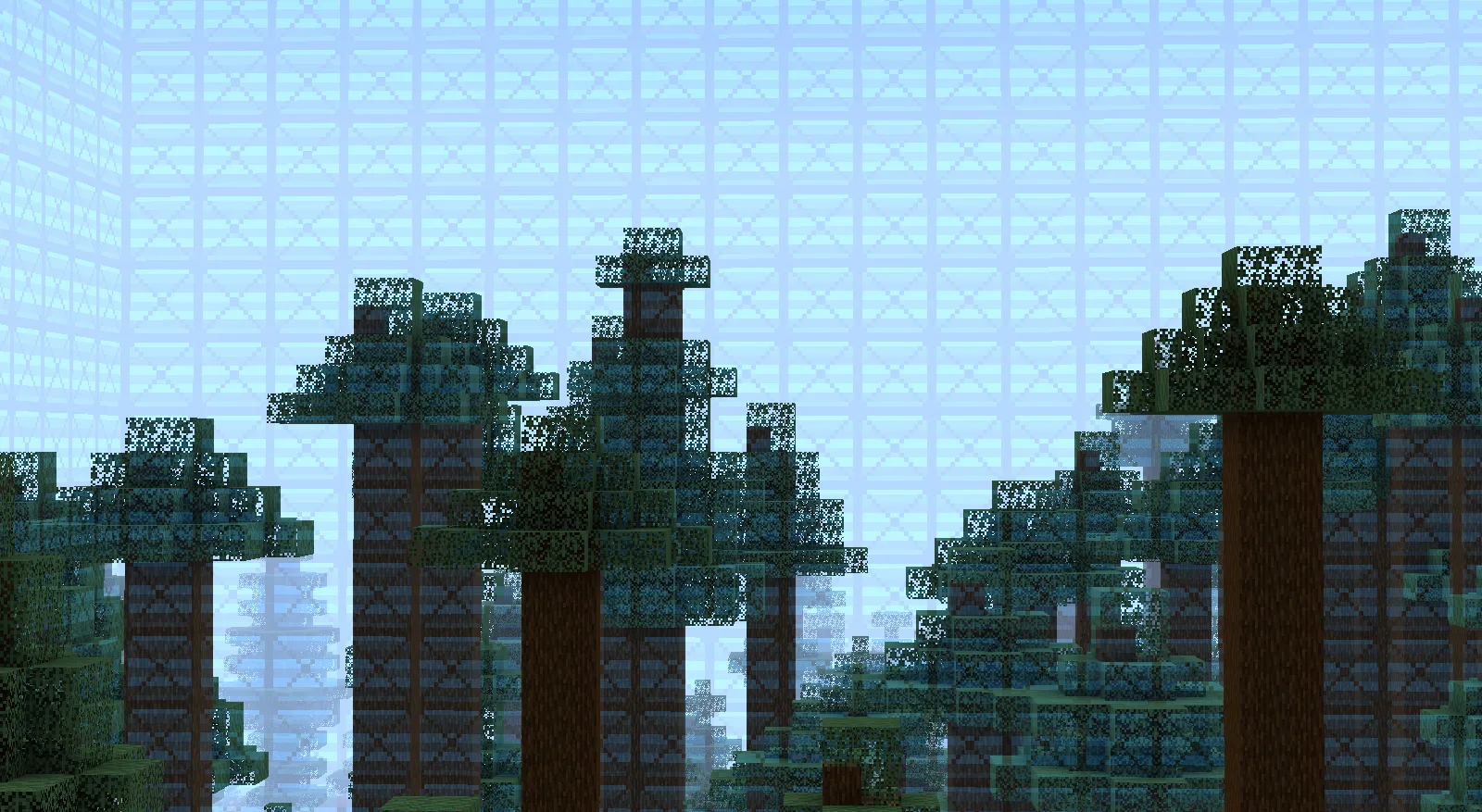 Вид на обновленную границу игрового мира в Minecraft.