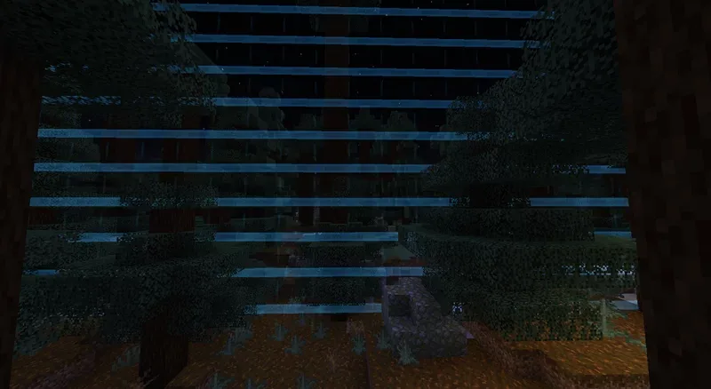 Вид на границу биомов в Minecraft после косметического обновления ландшафта.