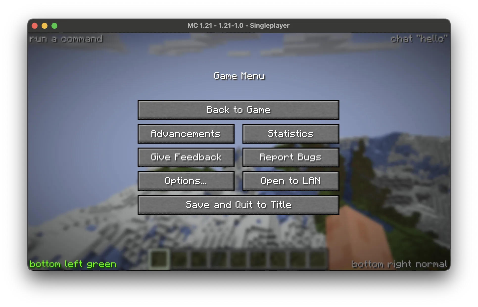 Меню паузы в моде Modpack Core