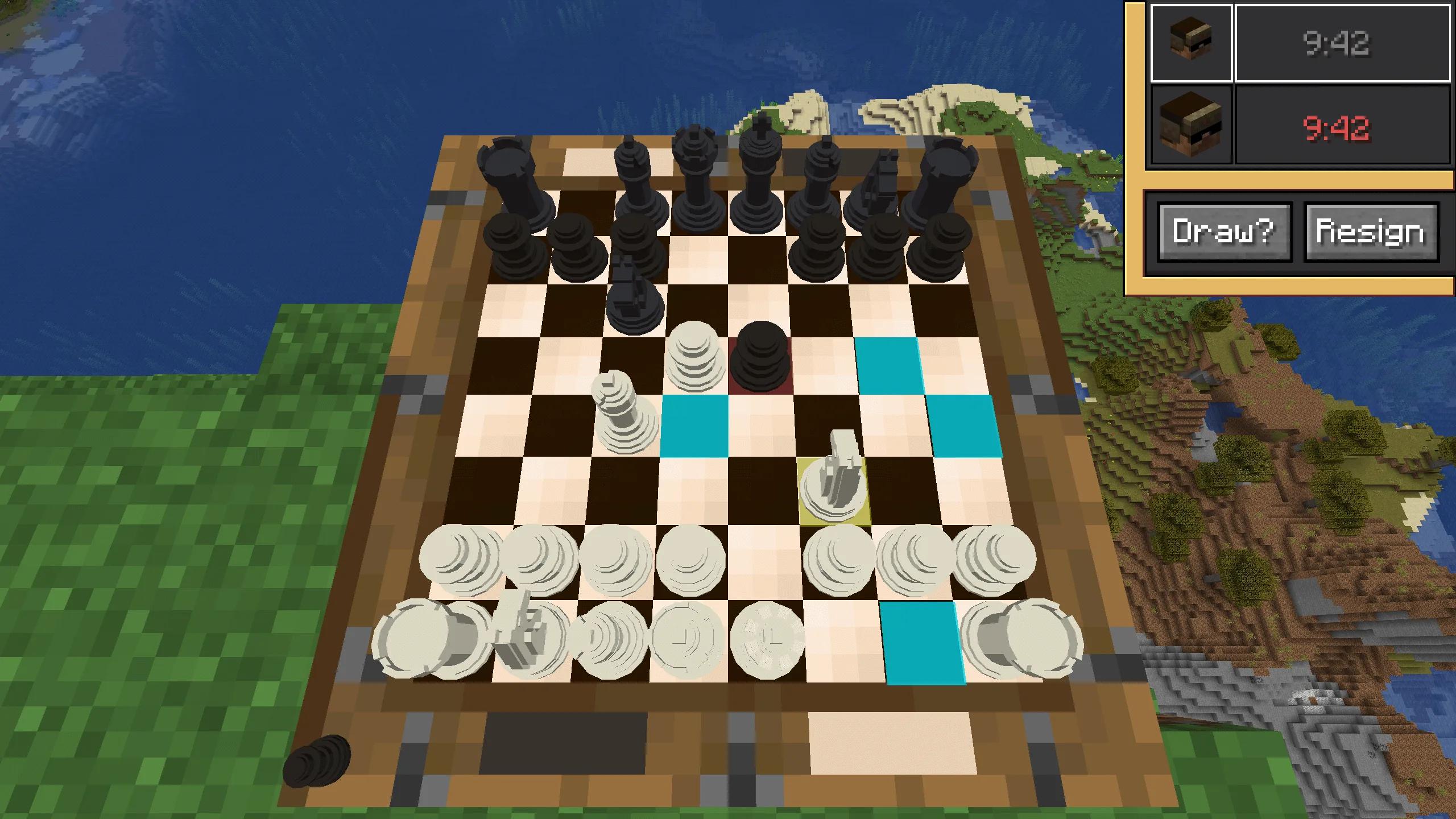 Скриншот игрового процесса мода WannaPlayChess с шахматной доской.