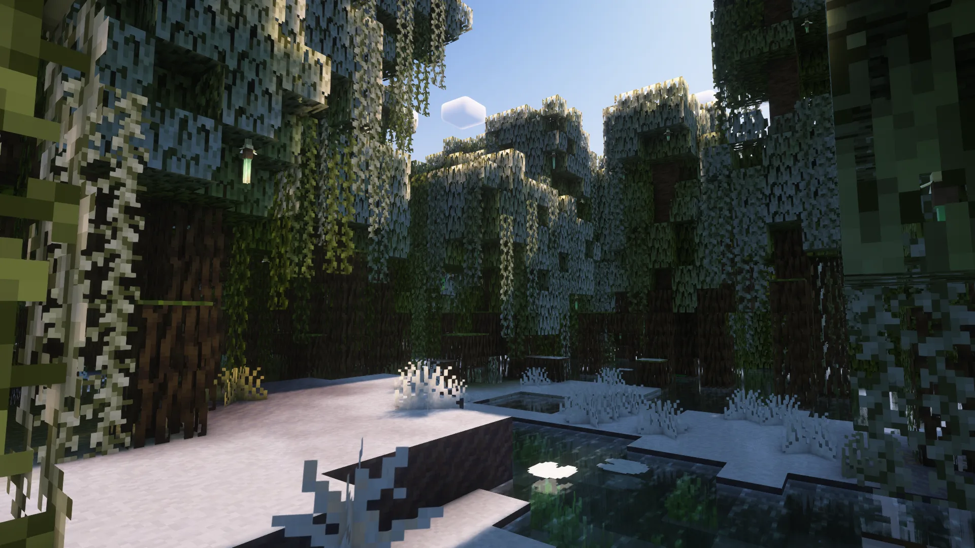 Снег в мангровых зарослях в Minecraft.