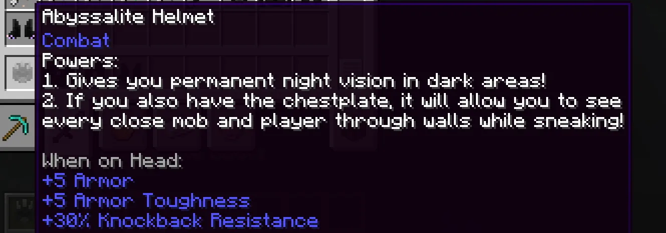 Демонстрация функций шлема из мода VoidSmith: постоянное ночное зрение и подсвечивание мобов сквозь стены.