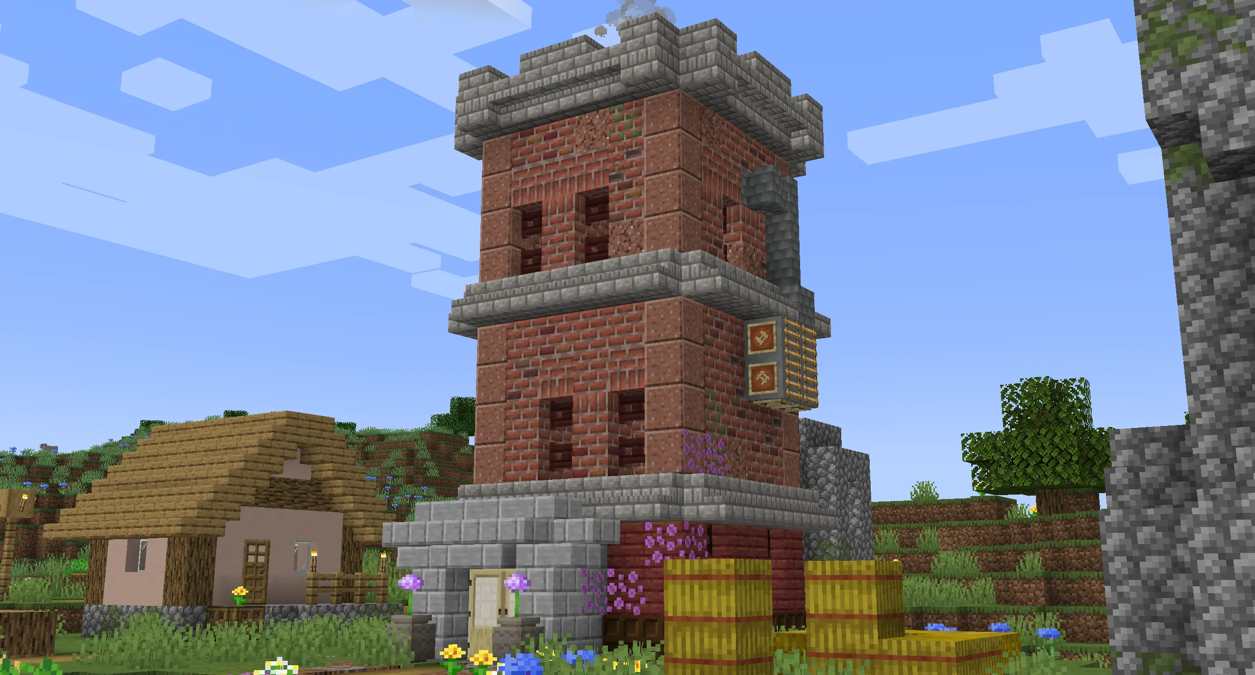 Кирпичные блоки, сланец и цветы азалии из мода Twigs.