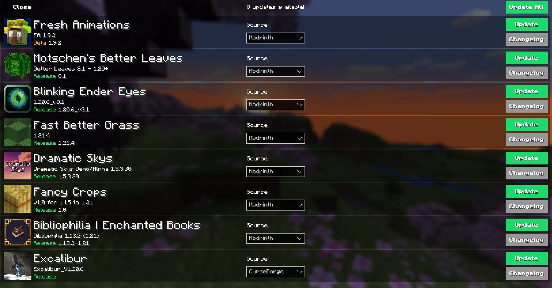 Страница обновления проекта Resourcify.