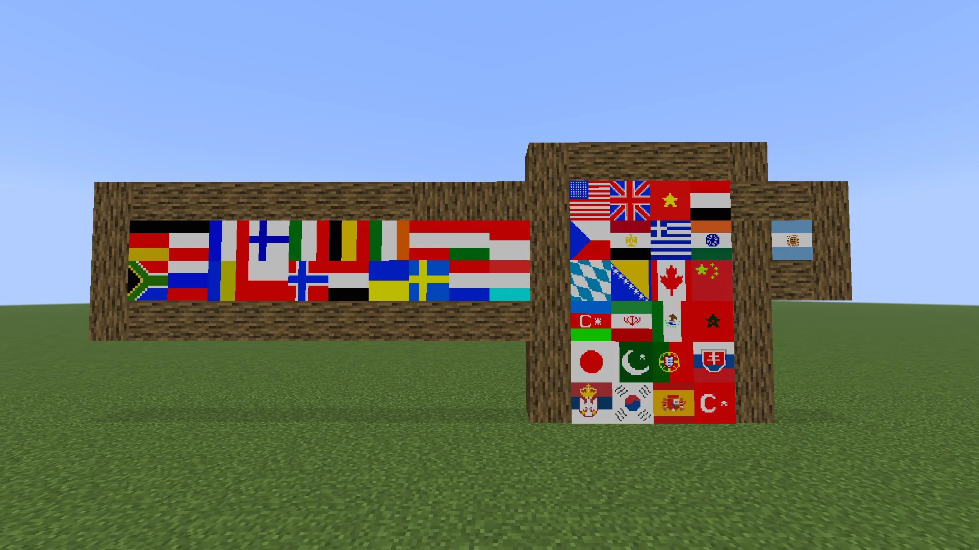 Мод FLAGS: демонстрация вариантов текстур в разрешениях 16x, 32x и 64x.