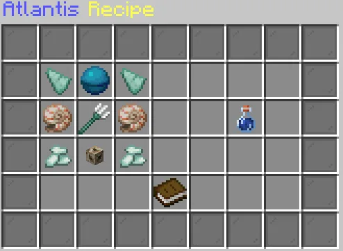 Minecraft-мод AstroPowers: интерфейс с рецептом крафта предмета Atlantis.