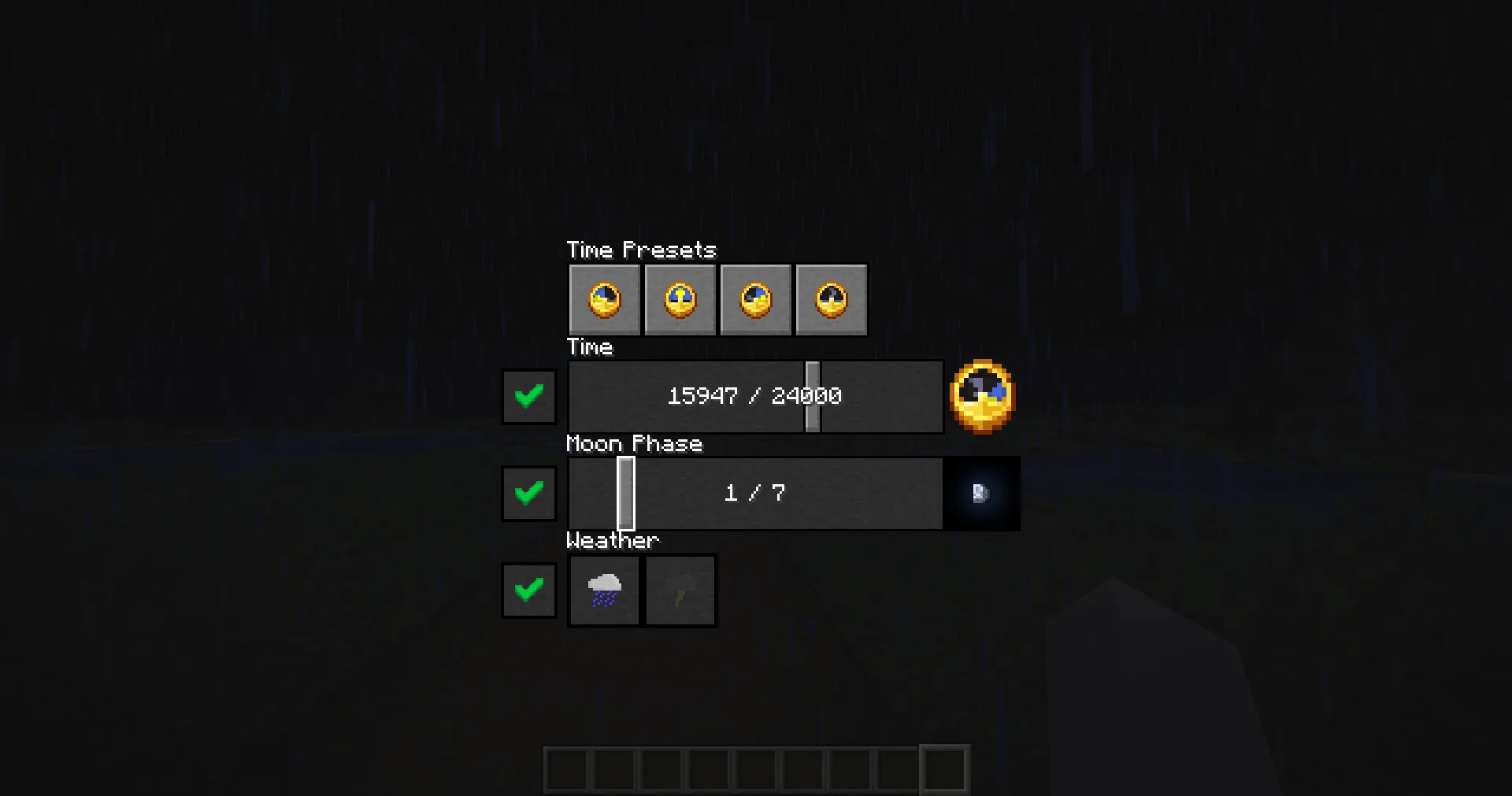 Экран главного меню мода Client Time.