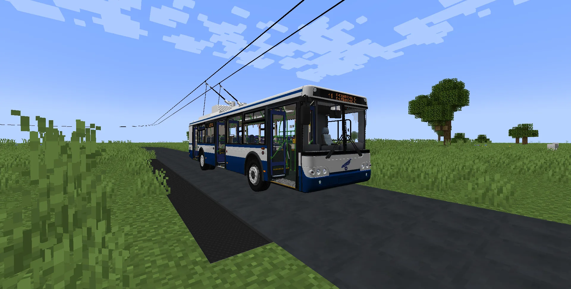 Троллейбус модели MTrZ-52791 «Садко» в Minecraft.