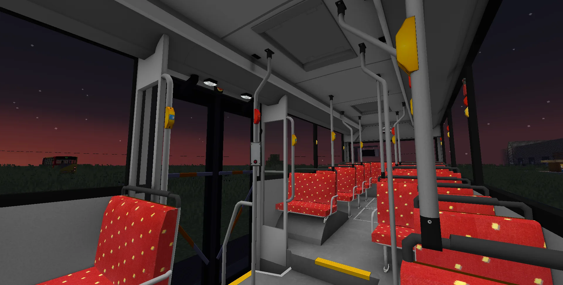 Интерьер автобуса Van Hool A600 в Minecraft.