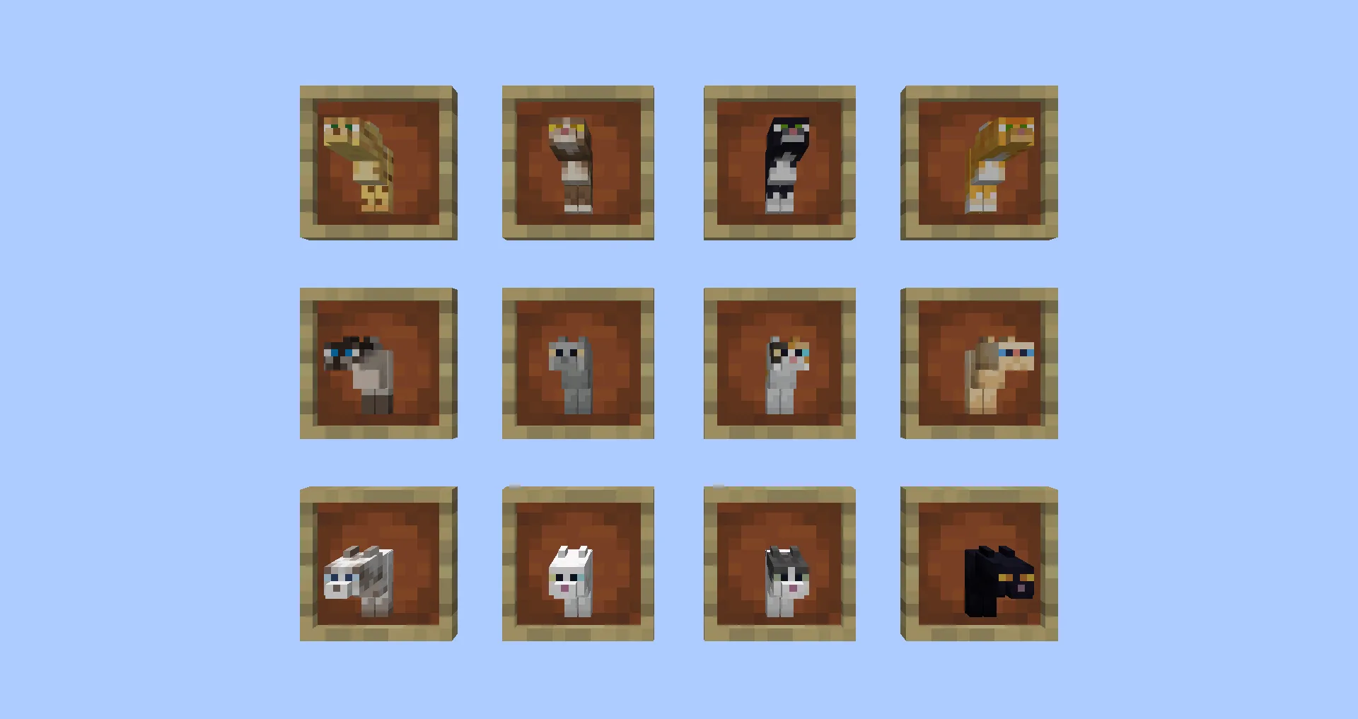 Скриншот модификации Meowing с изображением различных игровых кошек.
