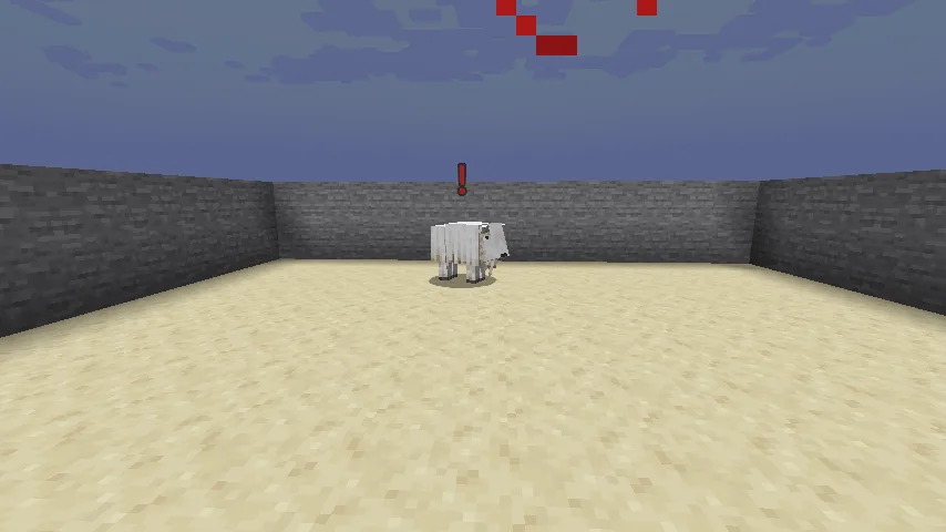 Индикатор агрессии, показывающий готовящегося к атаке козла в Minecraft.