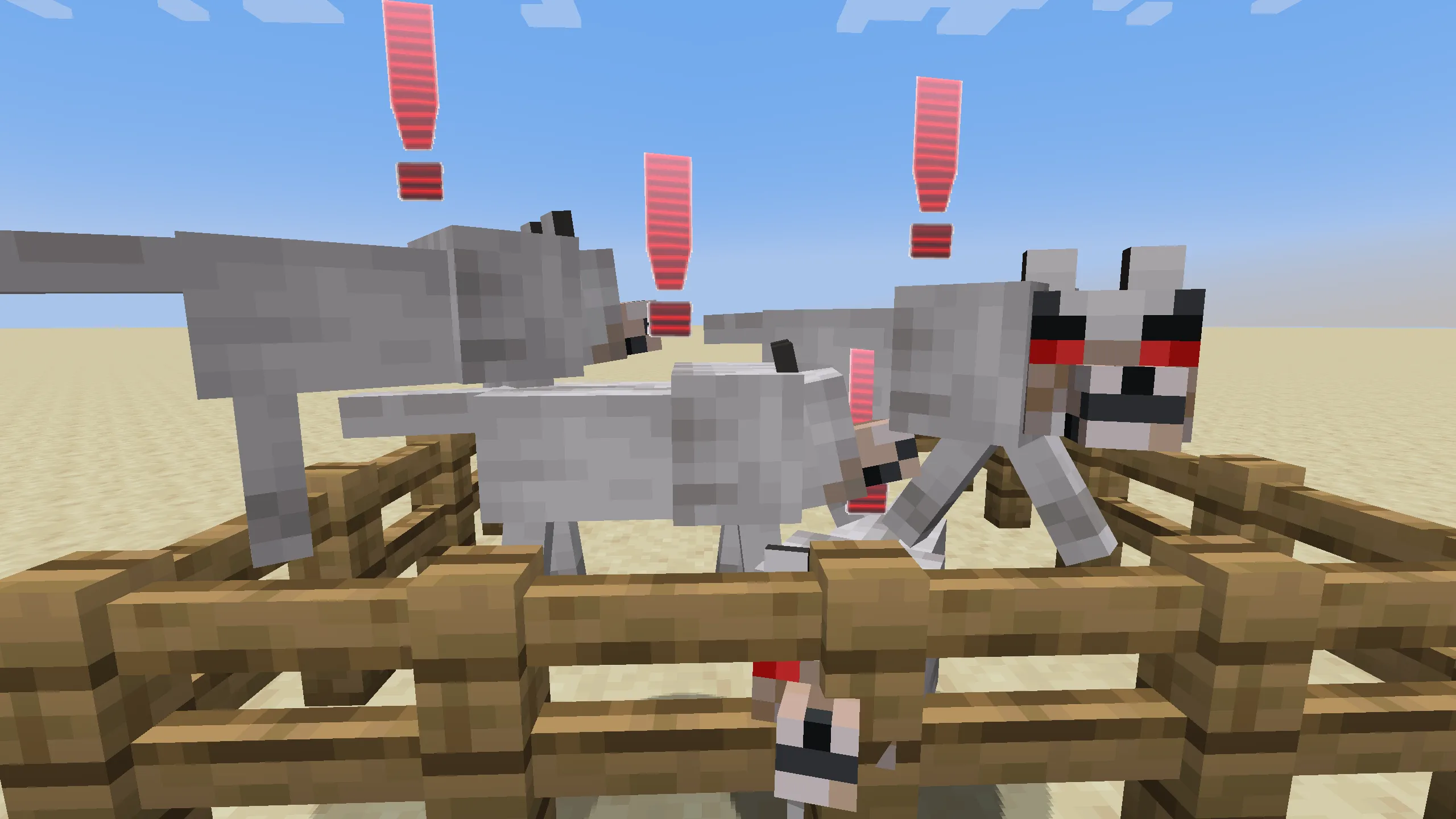 Скриншот мода Aggro Indicator: четыре агрессивных волка.