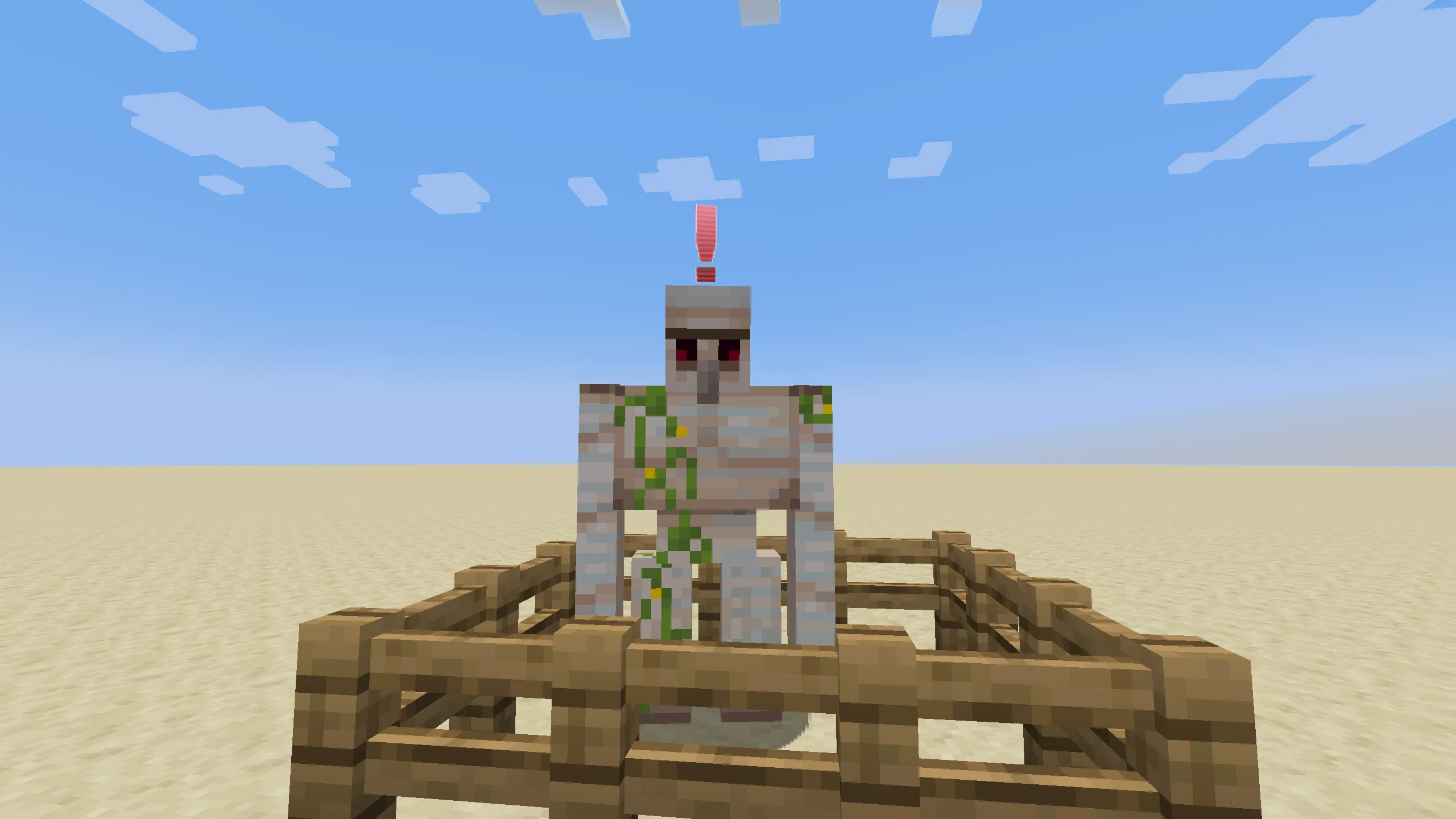 Индикатор агрессии, отображающий состояние враждебности жителя в Minecraft.