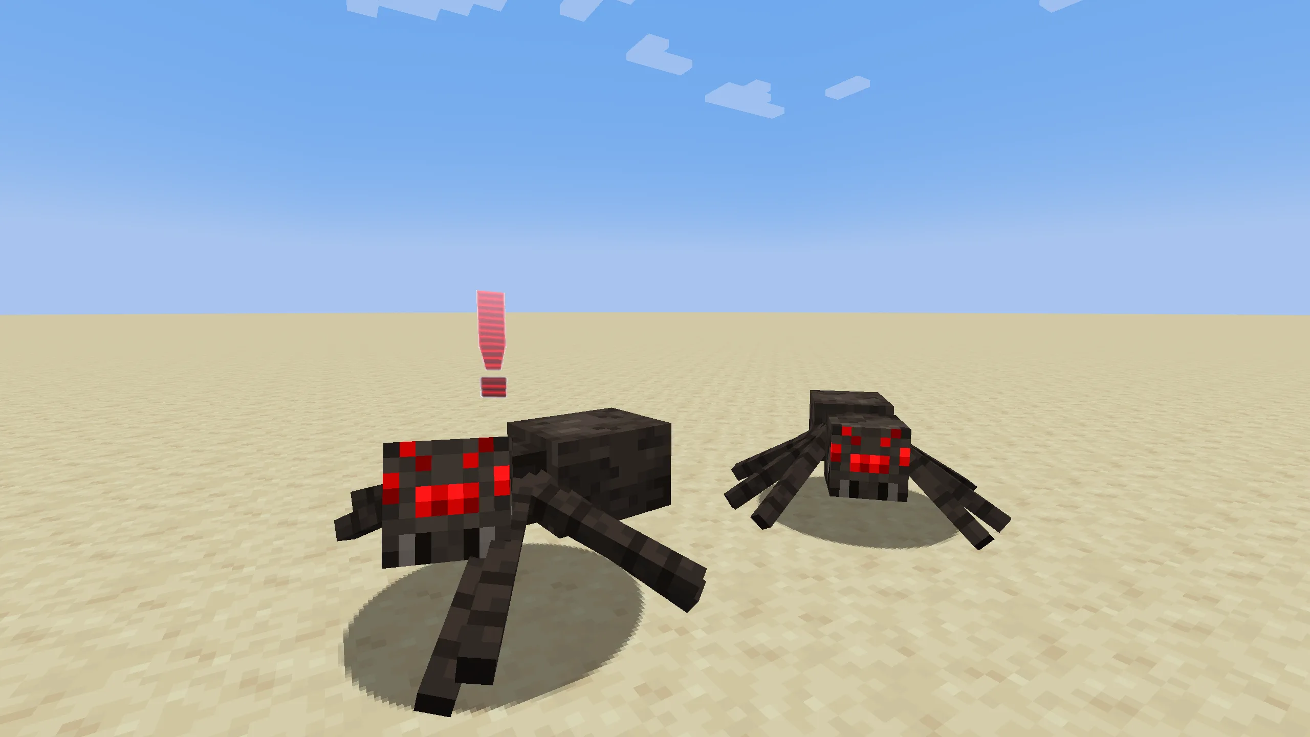 Агрессивный и нейтральный пауки в Minecraft.