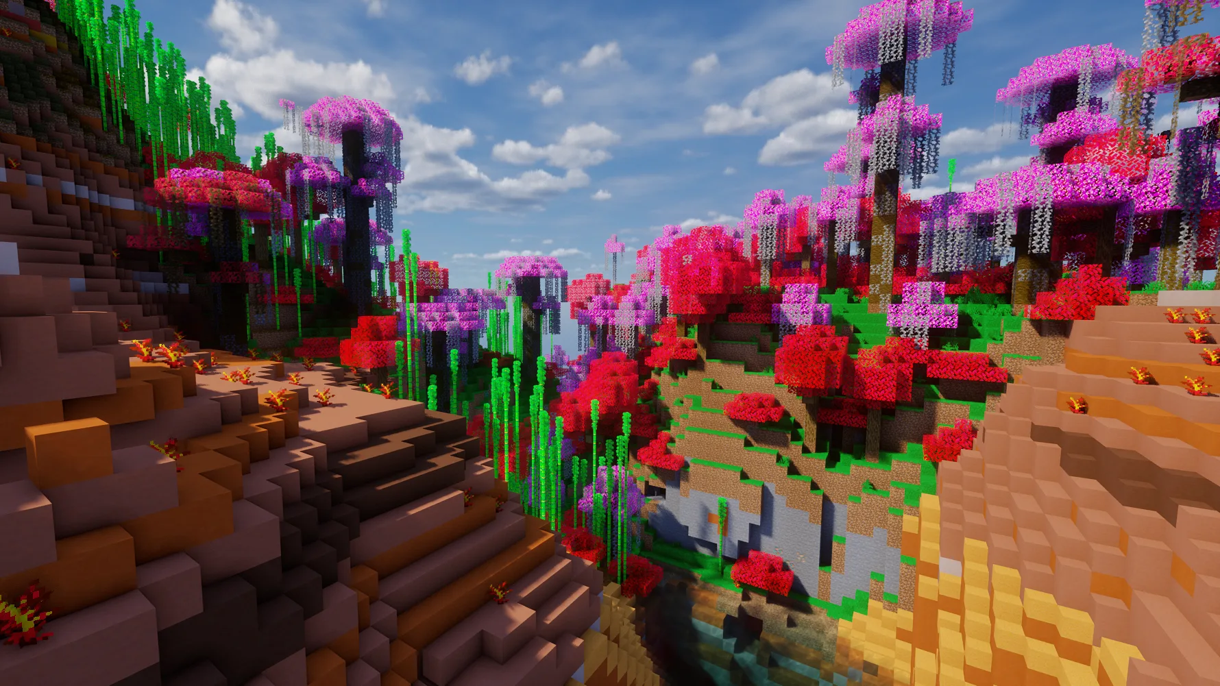 Текстурпак Colourful: бамбуковый лес и джунглевый биом.