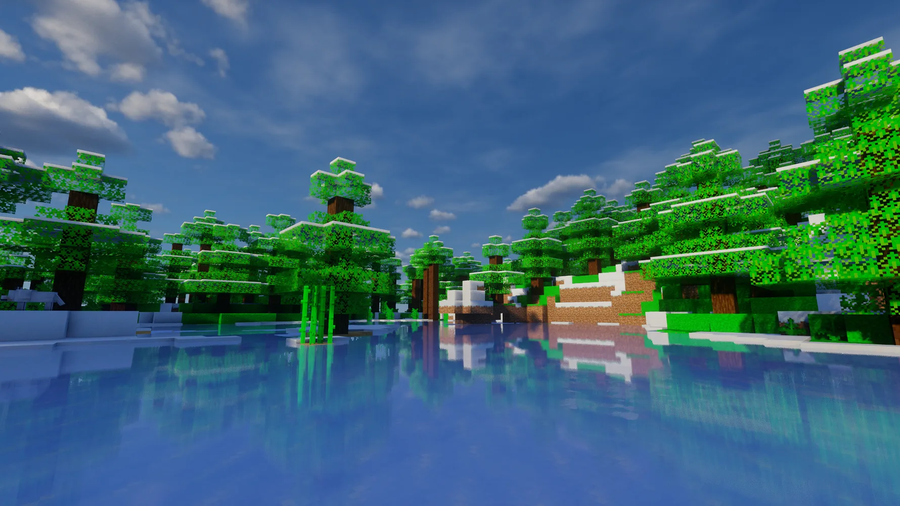 Скриншот ресурспака Colourful в заснеженном биоме Minecraft.