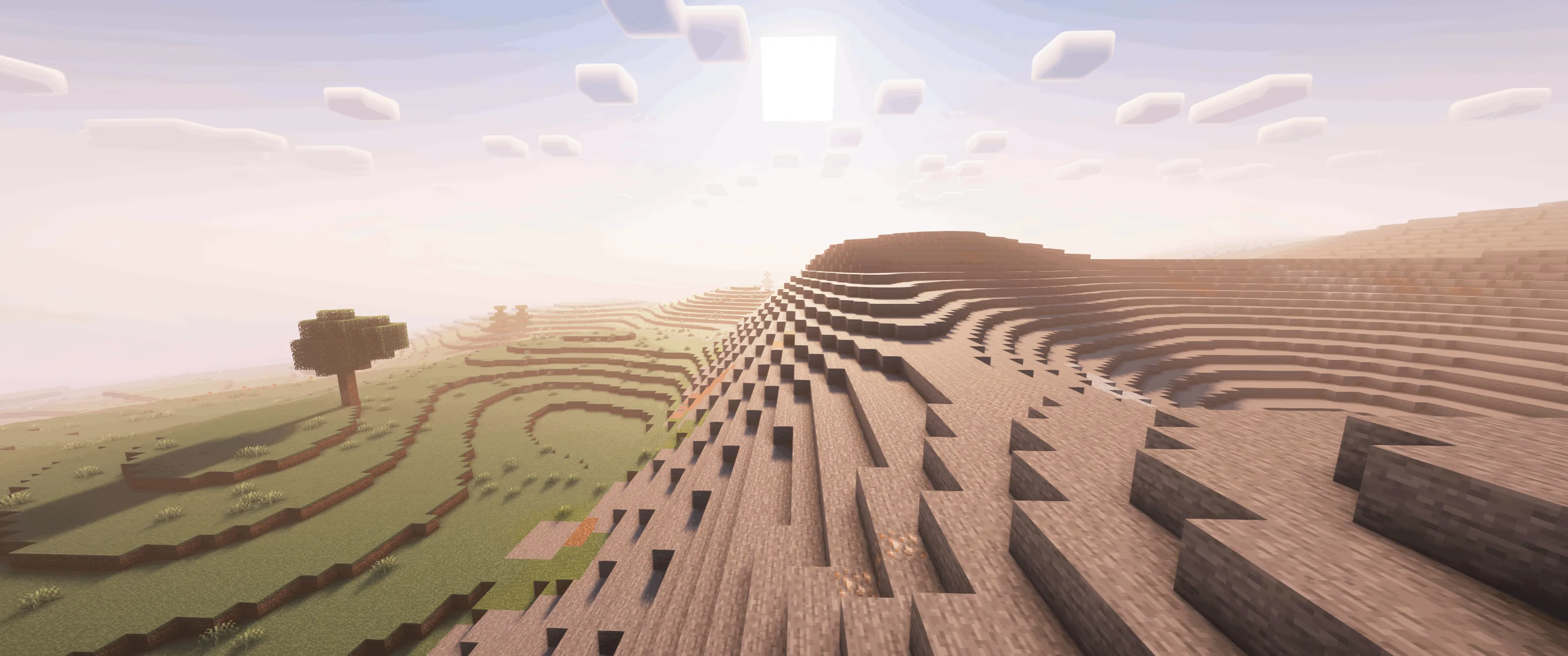 Переход от холмов к равнинам в моде Crafted Terrain Generation