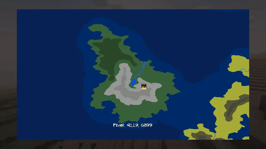Внутриигровое меню карты в моде Crafted Terrain Generation
