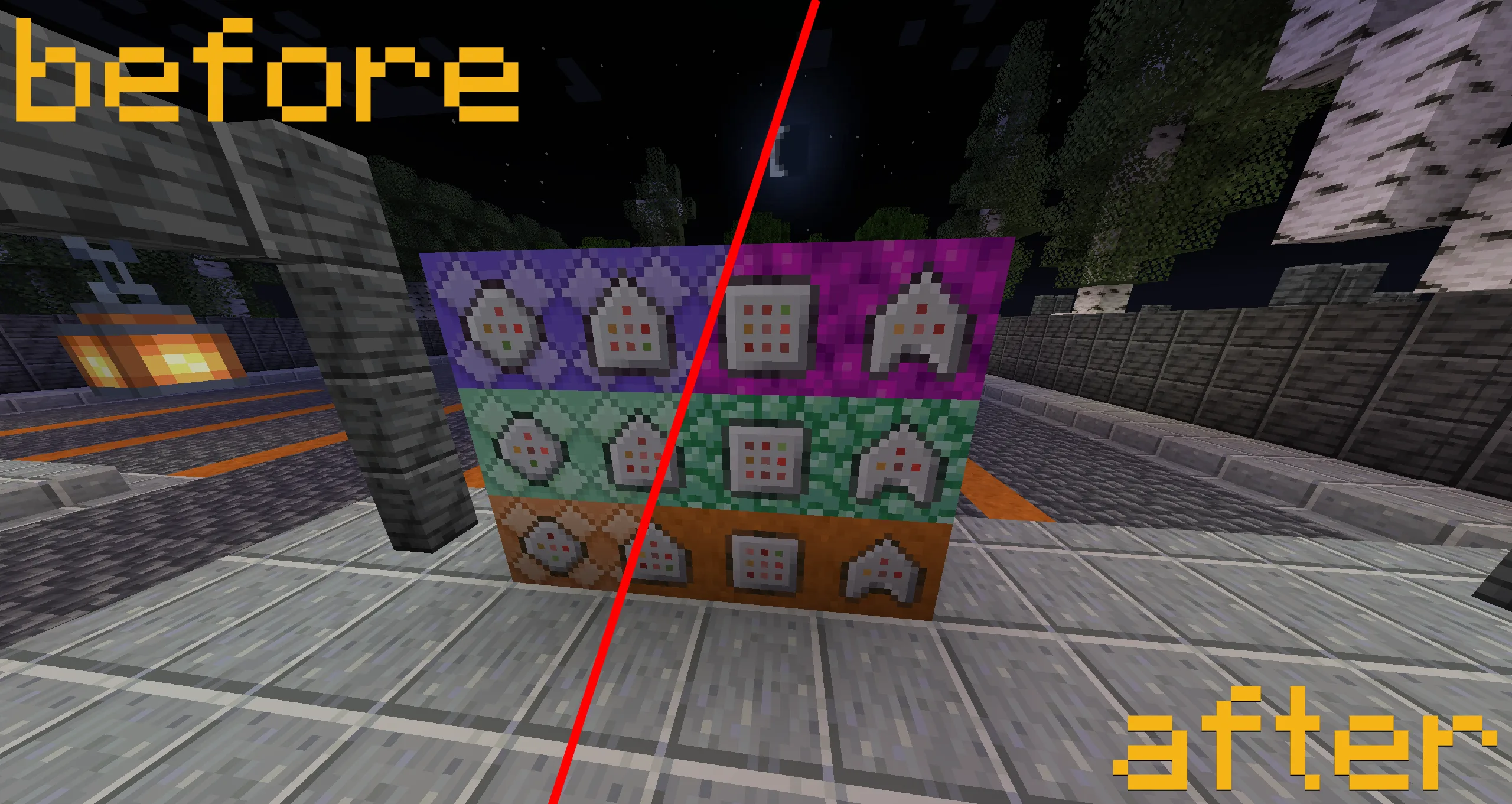 Сравнение текстур командных блоков до и после обновления