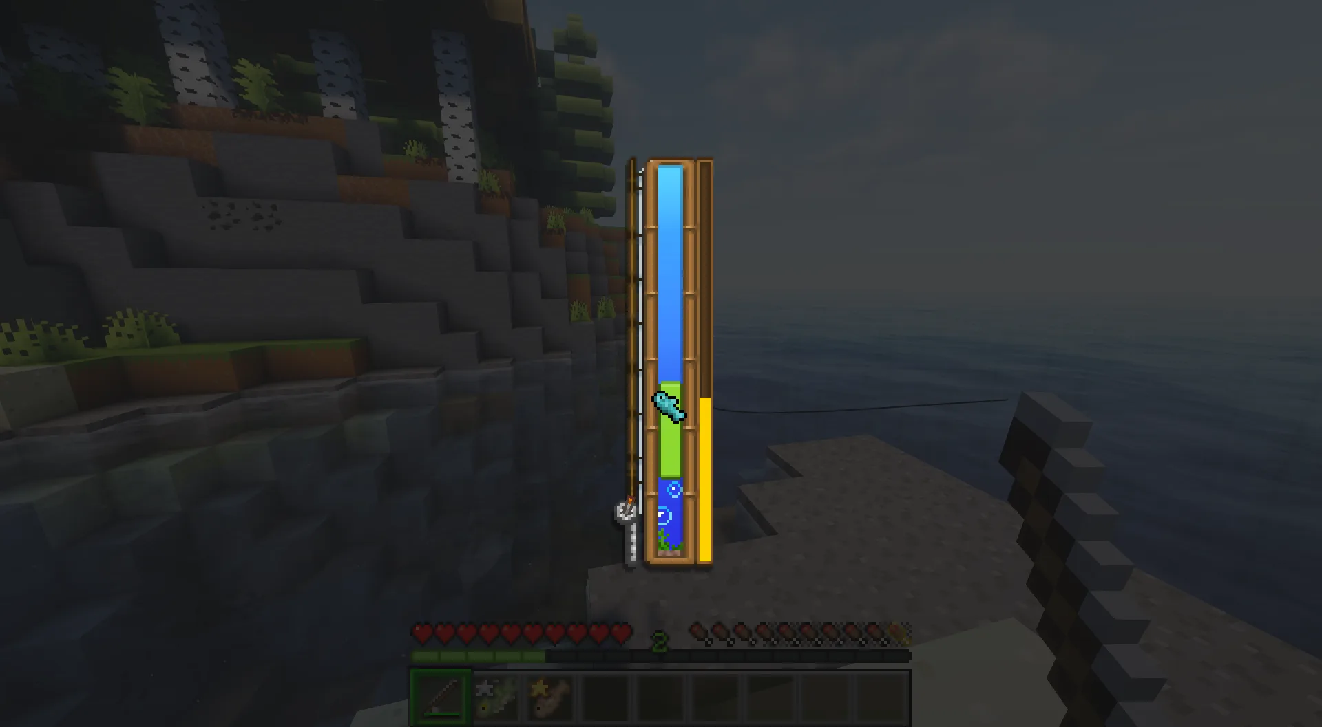 Мини-игра рыбалки в стиле Stardew Valley в Minecraft.