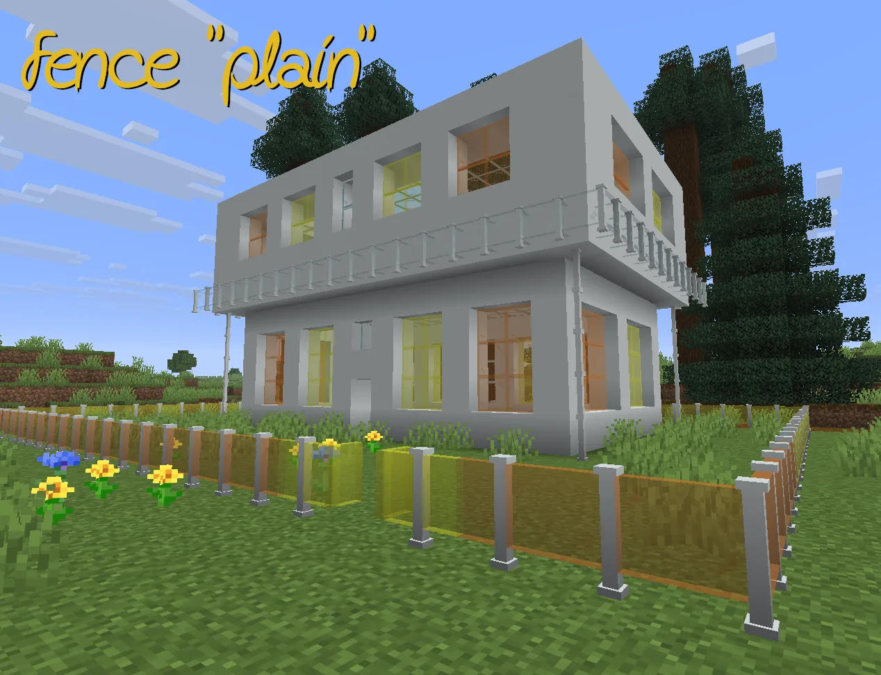 Скриншот забора типа «plain» из мода customfence.