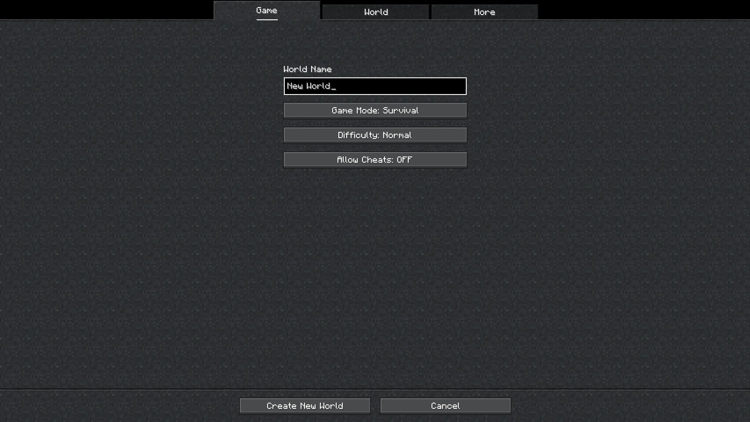 Интерфейс экрана создания мира в Minecraft версии 1.20 с использованием ресурс-пака Better GUI.