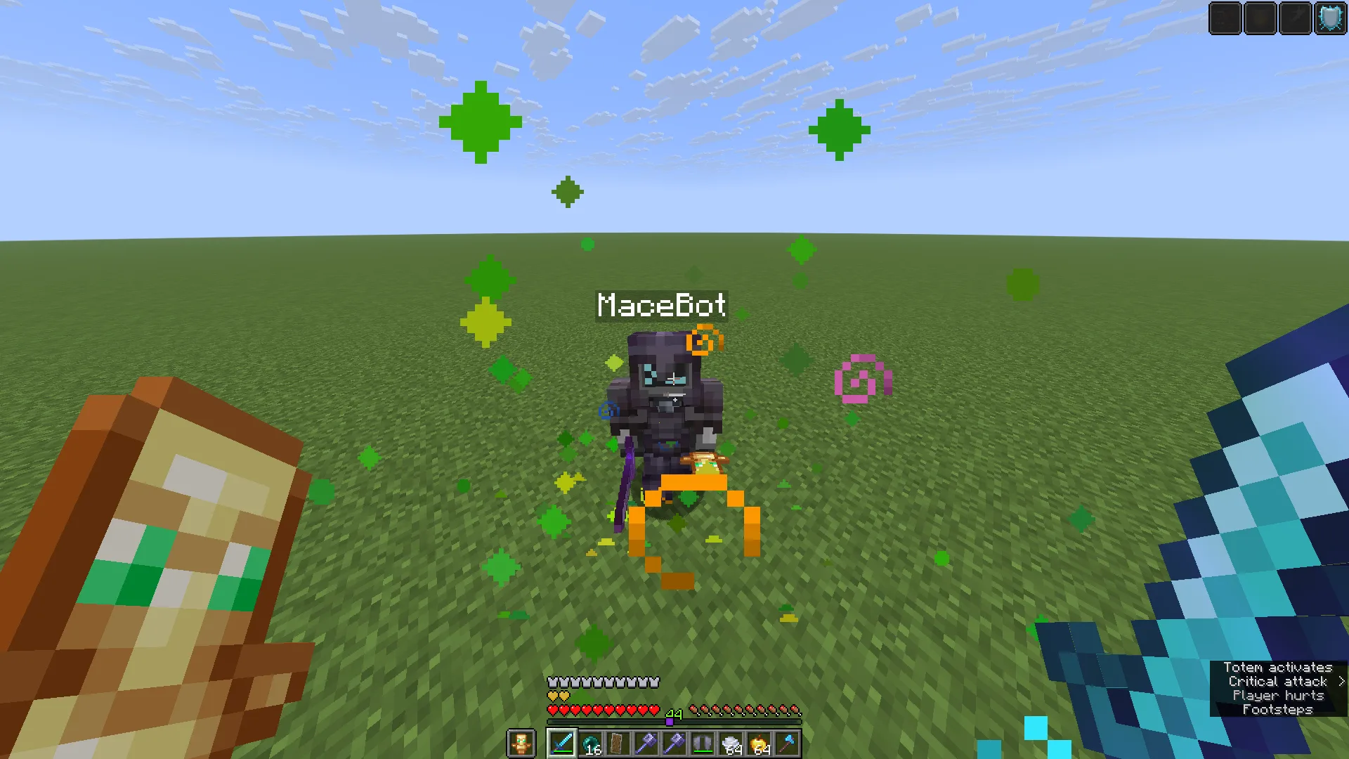 Демонстрация использования NPC из мода MaceBot для тренировки точности стрельбы.