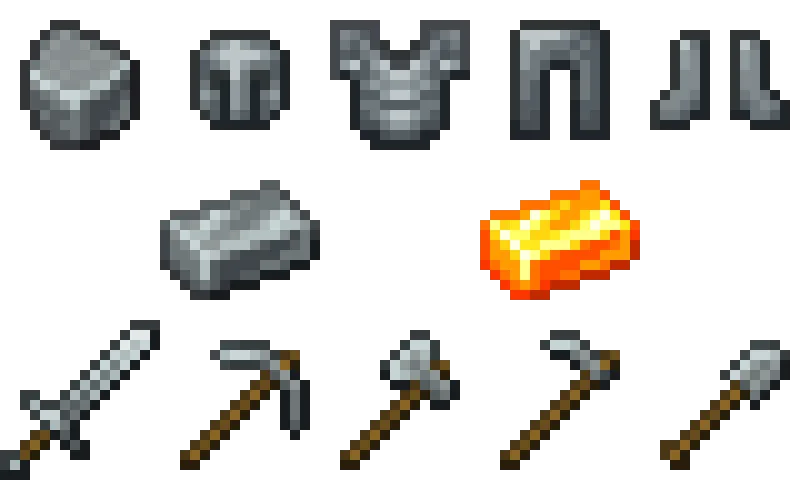 Стальное снаряжение из мода Overgeared