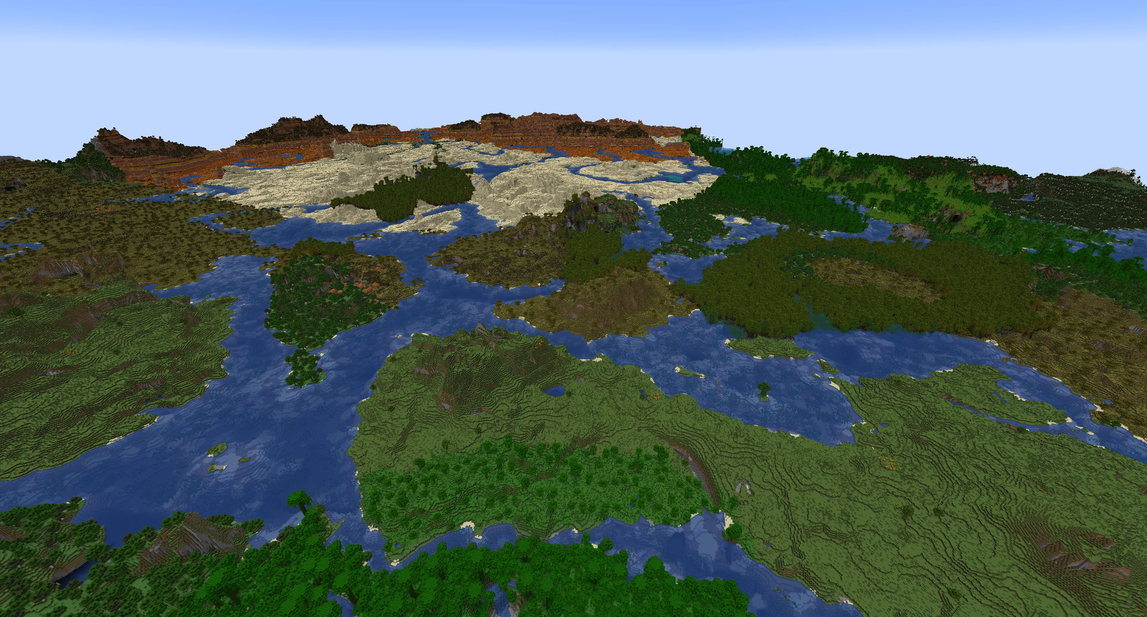 Скриншот Nvidium с отключенной выгрузкой чанков для отрисовки на дальние расстояния.