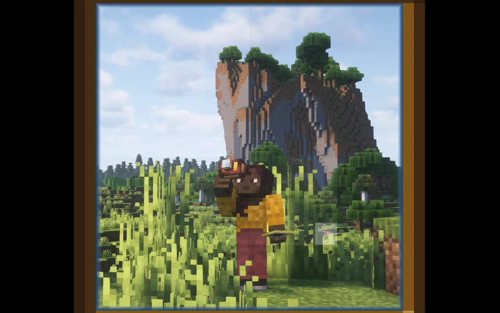 Игрок с камерой в руках в Minecraft.