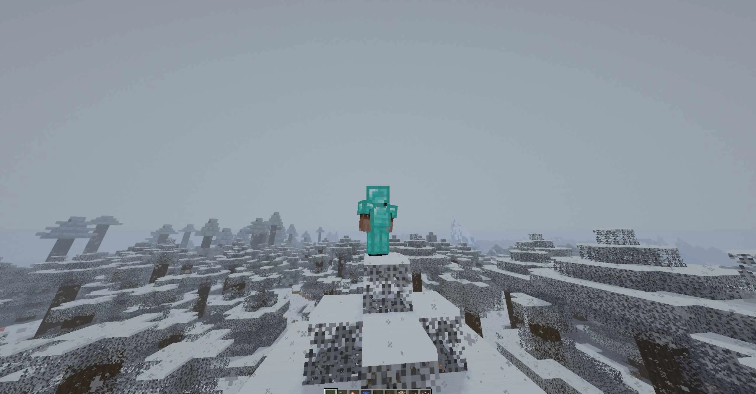 Снег идет во время дождя в Minecraft.