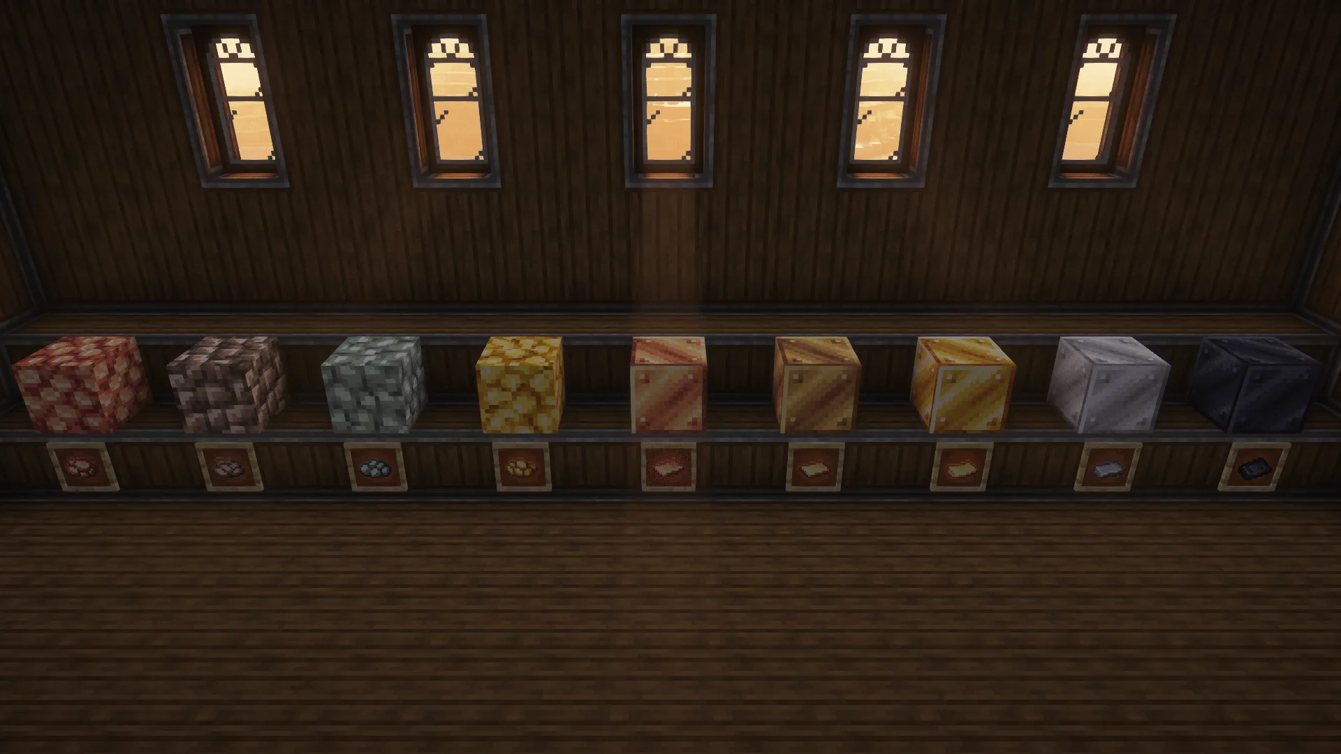 Складские помещения для хранения базовых металлов в Minecraft-моде Create Compressed.