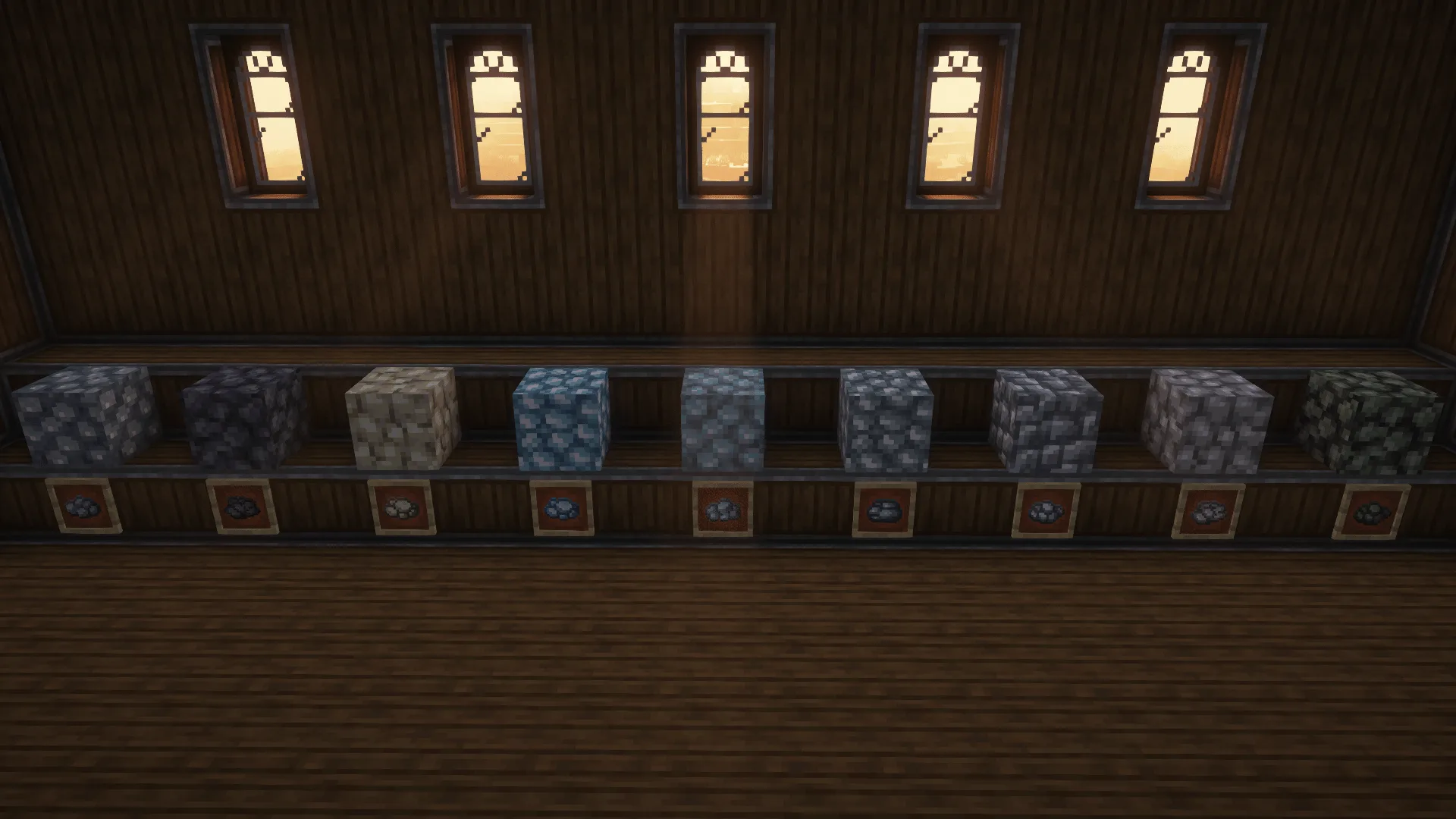 Скриншот модификации Create Compressed с отображением различных металлических блоков и руд.