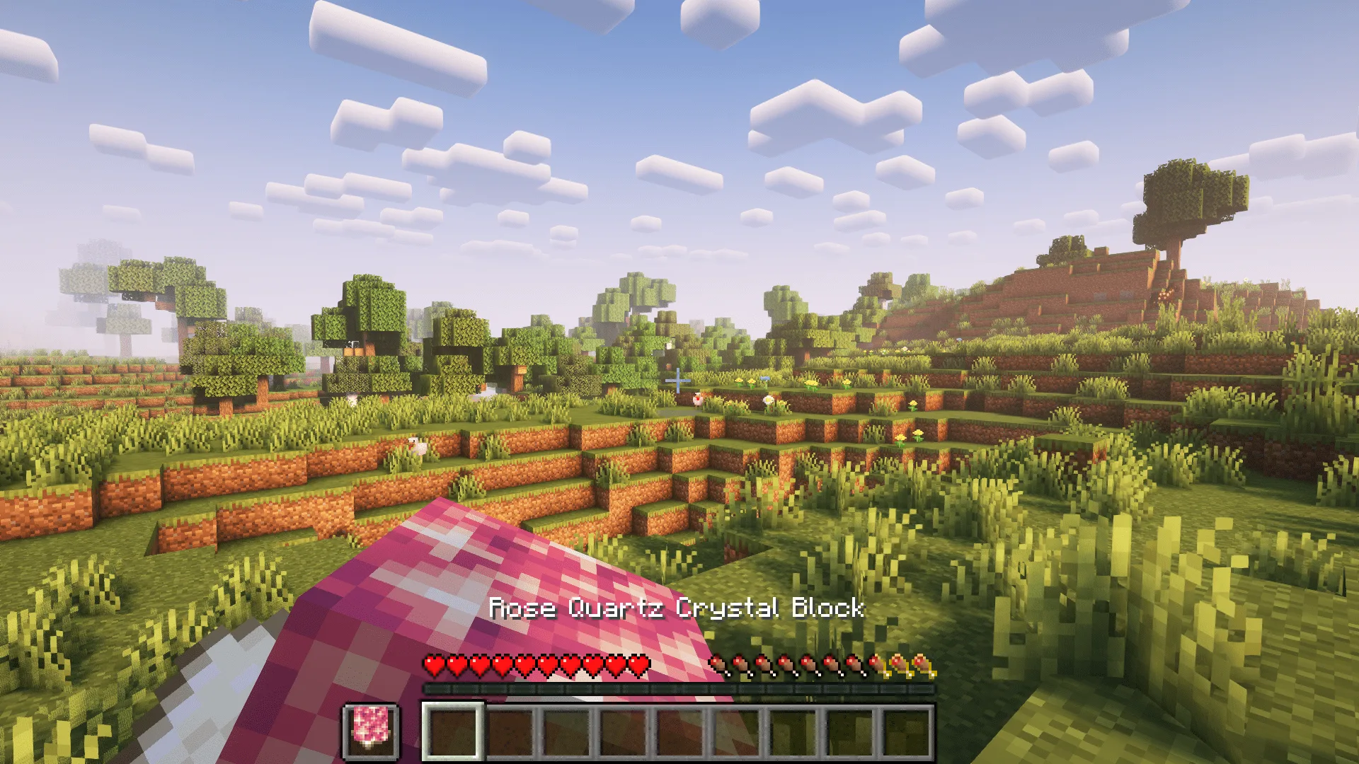 Процесс шлифовки блока розового кварца с помощью наждачной бумаги в моде Create Compressed.