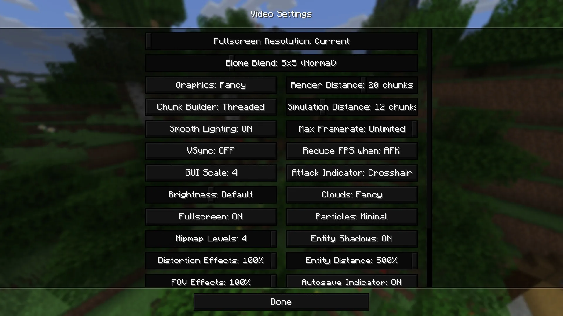 Меню настроек в проекте OLEDcraft.