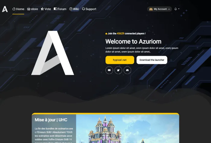 Пример сайта Azuriom с темой оформления