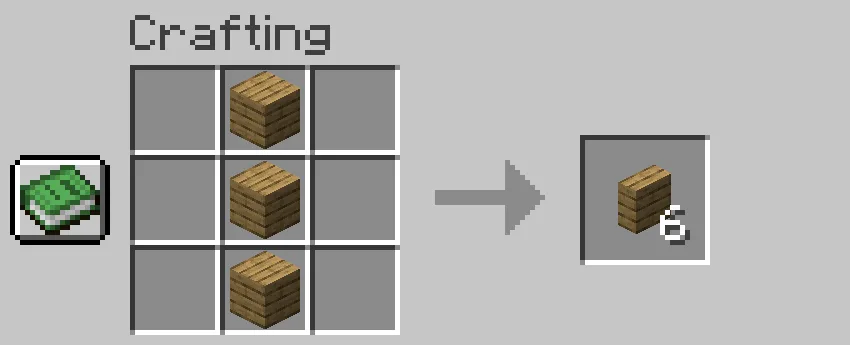 Пример крафта вертикальных плит в Minecraft.